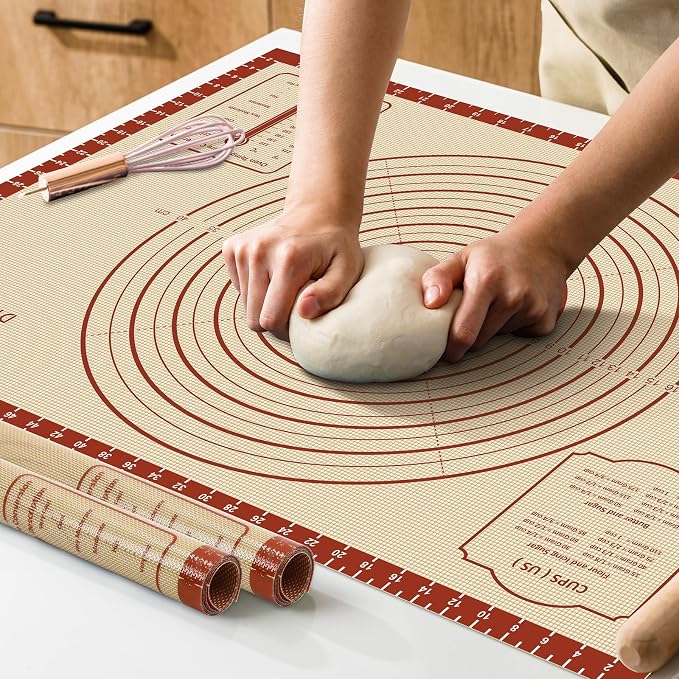 DANIA & DEAN Silicone Baking Mat, 28x20 Large Pastry Mat with Measurements | 2026 Upgraded Extra Thick Non-Slip Reusable Counter Mat for Sourdough Bread Pie Crust Pizza Dough Rolling Kneading by DANIADEAN