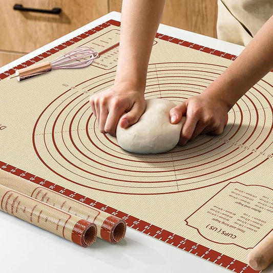 DANIA & DEAN Silicone Baking Mat, 28x20 Large Pastry Mat with Measurements | 2026 Upgraded Extra Thick Non-Slip Reusable Counter Mat for Sourdough Bread Pie Crust Pizza Dough Rolling Kneading by DANIADEAN