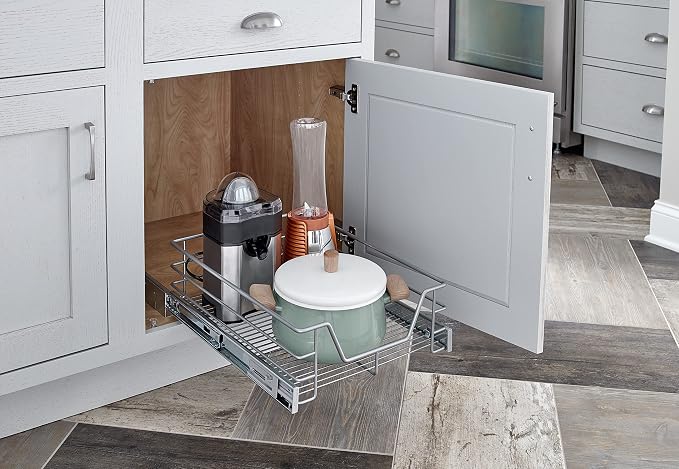 ClosetMaid 32100 Premium 14.5-Inch Wide Kitchen Single Tier Cabinet Pull Out Basket, Platinum - Image 8
