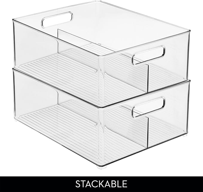 iDesign Divided Pantry Bin, Clear | Kitchen Storage, Organize Snacks and Produce - Image 4