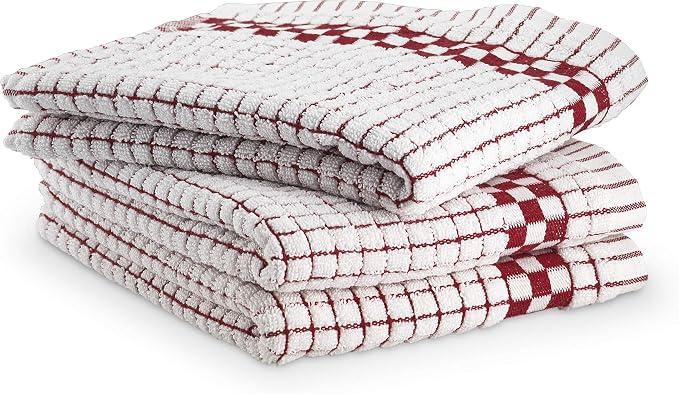 XLNT Highly Absorbent Kitchen Dish Towels 100% Cotton 18x28 inch – Ultra-Thick Dishcloths – Premium Weave for Drying & Cleaning – Soft, Durable & Lint-Free – Pack of 12 Red - Image 6
