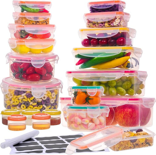 38 Pcs Large Food storage containers-85 oz to Small Container Stackable Kitchen storage bowls sets-BPA Free Leak proof Plastic food Storage Containers with lids airtight-Microwave freezer safe | Stackable Kitchen Pantry storage bowls sets-BPA Free Leak... by RockBerry