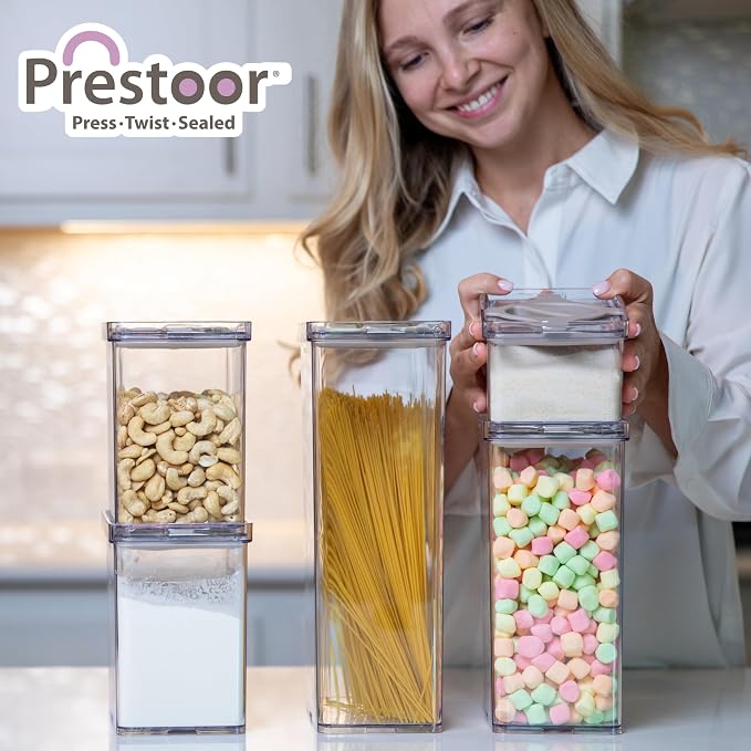 Leakproof Food Storage Container Set with Twist-Lock Lids, 3-Pack BPA-Free Stackable Pantry Canisters for Sugar, Flour, Pasta, Snacks(0.8qt (3.2 Cup), 1.9qt (7.6 Cup), 3qt (12 Cup)- Green - Image 8