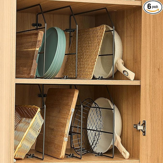 Blulu 6 Pcs Baking Sheet Organizer 12" x 20" Tray Dividers for Cabinets Kitchen Cabinet Dividers Vertical for Baking Sheets Chrome Pan Rack Storage Wires for Kitchen Cupboards(Black) by Blulu