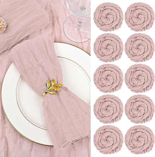 fani 60 Pack Gauze Cheesecloth Napkins, 20 x 20 in, Dusty Pink | Wrinkled Table Napkins, Soft Cotton, Rustic Decorative, Weddings, Party, Dinner Table, Everyday Use by fani