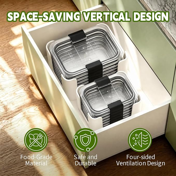 Food Storage Container Lids Organizer for Rubbermaid Brilliance Nap-On Lids | Lid Organizer for Kitchen Cabinet Storage -- Fits 3.2, 4.7 & 9.6 Cups -- Holds 16 Lids (White,2-Piece Bundle) - Image 4