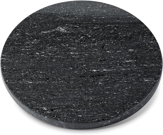 12'' Black Marble Lazy Susan Marble Turntable for Kitchen Dinning, Granite Lazy Susans Organizer for Cabinet, Serving Rotation Spinning Tabletop Organizer Swiveling, Spice Rack Storage by Koville