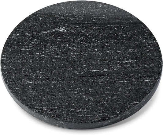 12'' Black Marble Lazy Susan Marble Turntable for Kitchen Dinning, Granite Lazy Susans Organizer for Cabinet, Serving Rotation Spinning Tabletop Organizer Swiveling, Spice Rack Storage by Koville