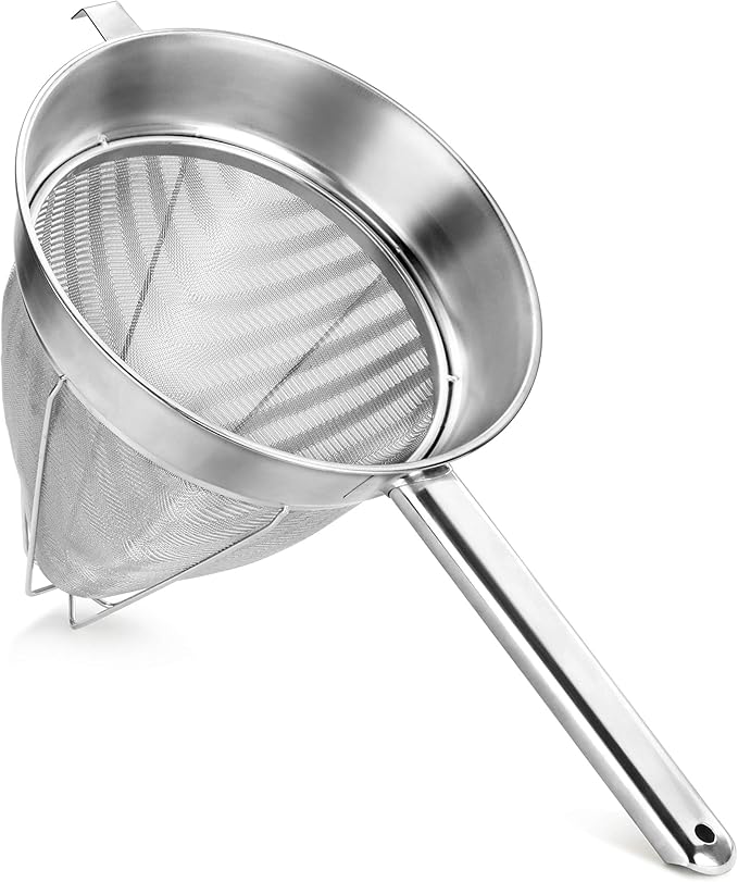 New Star Foodservice Chinois Mesh Strainer, Stainless Steel, Reinforced, Extra Fine Mesh, 10-Inch by NewStarFoodservice