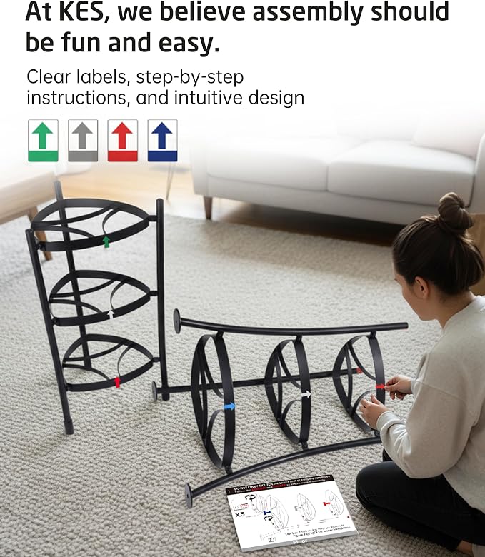 KES 264 Lbs Capacity Freestanding Pot Rack, 6-Tier Cast Iron Cookware Stand with 6 Hooks, Pots and Pans Storage Tower for Kitchen, Stable Base, Anti-tip Strap & Floor Protectors Black, KUR531S6-BK - Image 9