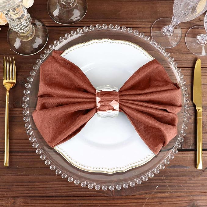 Efavormart Premium Cloth Napkins Set of 100, 20x20 Inch Terracotta Seamless Dinner Napkins, Washable Linen Table Napkin Cloth with Hemmed Edges for Weddings, Party and Banquet - Image 5