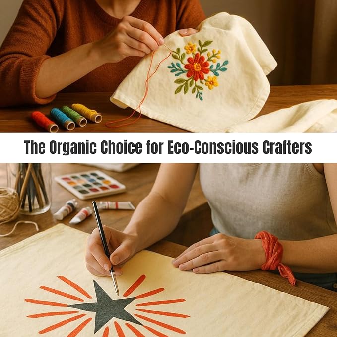 GOTS Certified 100% Organic Cotton Flour Sack | Tea Towel for Crafts| Kitchen Hand and Dish Towel Sets | Baking Bread Proofing Linen Cover| Super Absorbent | 12 Pack 28"x28" Extra Large | Natural Tan - Image 6