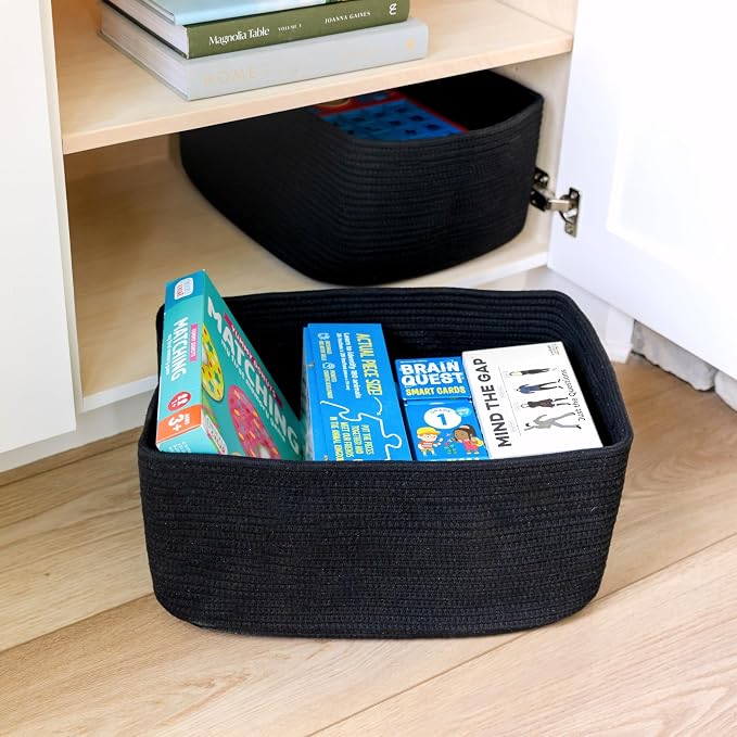 NaturalCozy Storage Baskets 16.8”x13”x7.6” Cotton Rope Woven Baskets for Organizing 3-Pack | Toy Storage Bins | Basket for Shelves, Laundry, Blanket, Clothes, Closet, Kitchen, Bathroom, Gifts - Image 8