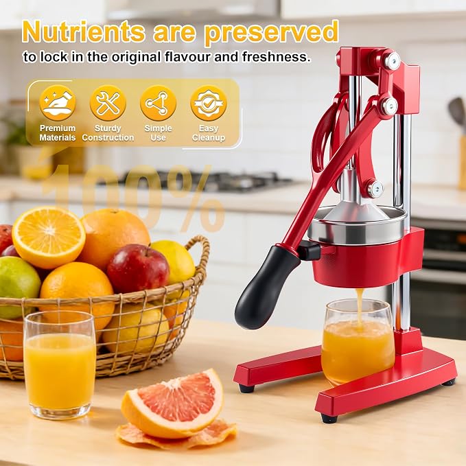 Cast Iron Juicer,Commercial Hand Press Squeezer,Heavy Duty Countertop Citrus for Fresh Orange Lemon Juice with Stainless Steel Cup - Image 2
