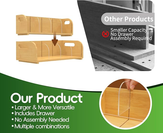 Bamboo Tea Organizer – Stackable Collection (2Tier) - Image 3