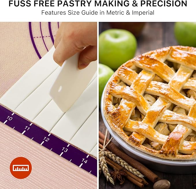 DANIA & DEAN 26"x16" Extra Thick Silicone Baking Mat for Pastry and Bread | Non-Slip & Non-Stick Mat with Measurements, for Pizza, Pie Crust, Dough Rolling, Pasta & Sourdough, Reusable Counter Sheet - Image 6