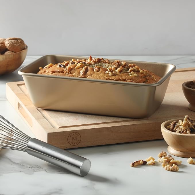 Martha Stewart Gallen 9 Inch Nonstick Carbon Steel Loaf Pan – Champagne, Durable Bakeware for Even Baking and Easy Release - Image 2