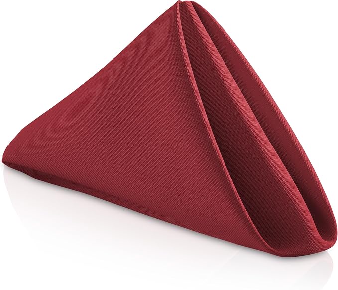 Lann's Linens Set of 144 Cloth Dinner Napkins, 20-inch Polyester Napkins, Washable and Reusable Fabric for Weddings, Hotels, Restaurants - Burgundy by LannsLinens
