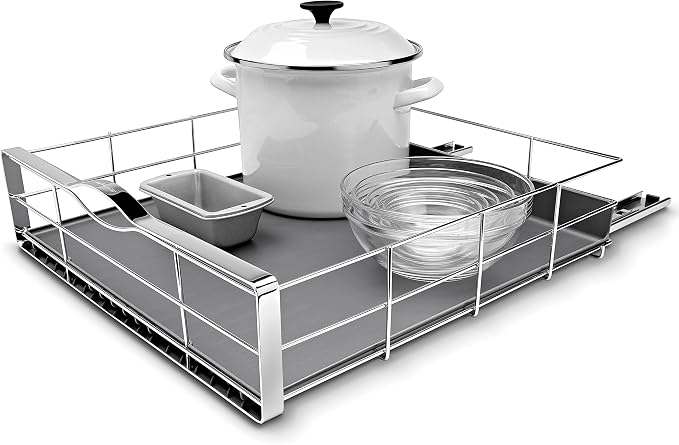 simplehuman 20 inch Pull-Out Cabinet Organizer, Heavy-Gauge Steel Frame,Silver - Image 2
