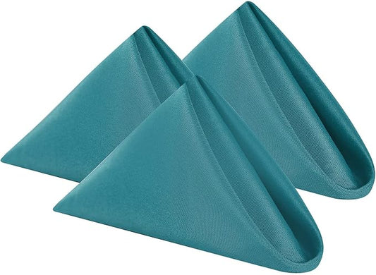 Cloth Napkins 20x20 inch Washable Polyester Dinner Napkins Soft Table Napkins for Wedding Party Dining Banquet(Teal,25PCS) by Cupuamon