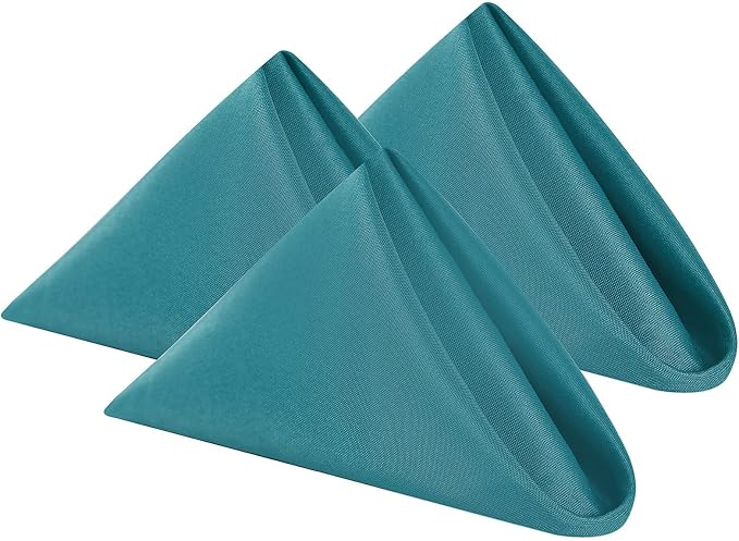 Cloth Napkins 20x20 inch Washable Polyester Dinner Napkins Soft Table Napkins for Wedding Party Dining Banquet(Teal,50PCS) by Cupuamon