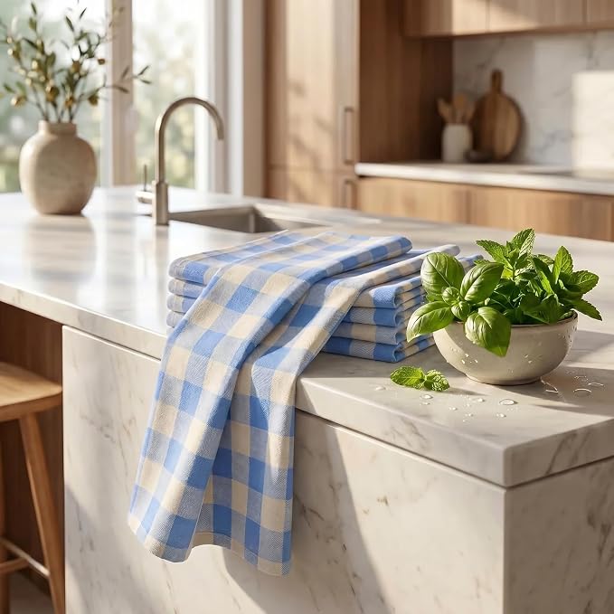 Urban Villa Kitchen Towels Cotton Dish Towels 20”x30” (Set of 6) Bluesand - Image 6