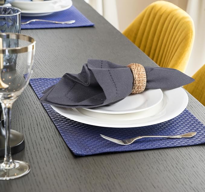 Bedding Craft Cotton Cloth Dinner Napkins Set of 12 – 18x18 Steel Grey with Hemstitched Mitered Corners – Machine Washable Reusable Napkins for Thanksgiving & Christmas - Image 7
