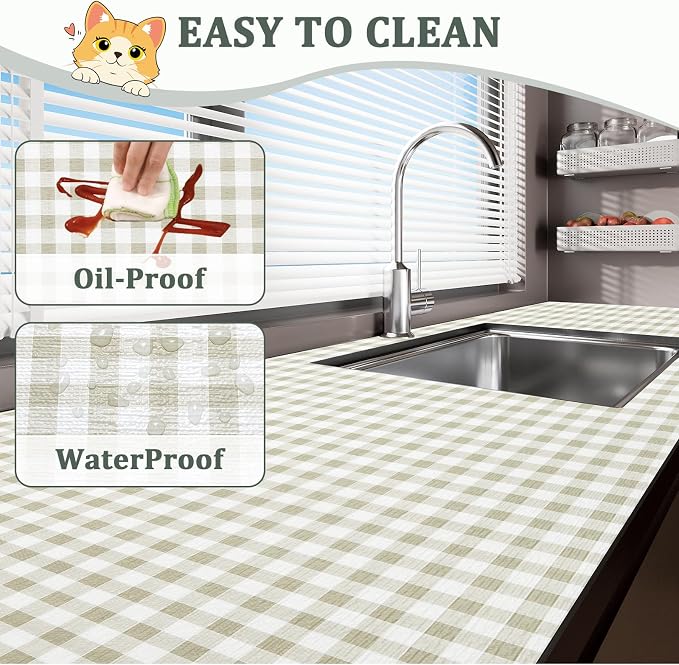 Shelf Liner for Kitchen Cabinets and Drawers, 12" x 240" Green Grid | Non-Adhesive Design, Waterproof & Non-Slip Protection, Easy Cut to Fit, Washable and Reusable, Pantry Storage - Image 3