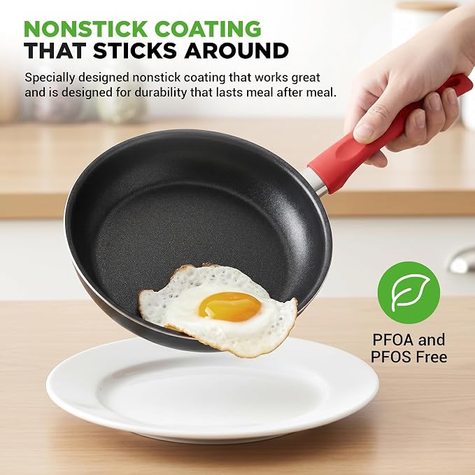 NutriChef 21-Piece Nonstick Cookware Set - PTFE/PFOA/PFOS Free Heat Resistant Lacquer Kitchen Ware Pots Pan w/ Cool-Touch Handles, Saucepan, Fry Pans, Lid, Bakeware, For Gas Electric Ceramic Cooktops - Image 3