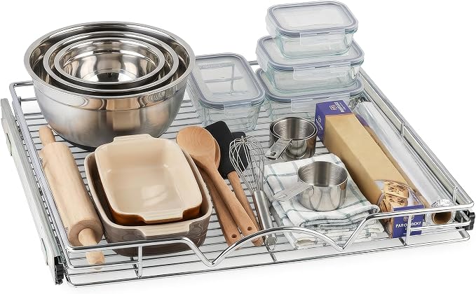 HOLDN’ STORAGE Pull Out Cabinet Organizer, Heavy Duty Caddy w/Lifetime Limited Warranty -20”W x 21”D - Requires At Least 21-1/4” Cabinet Opening, Steel Metal Cabinet Drawers Slide Out, Chrome | Heavy-Duty Caddy, Lifetime Limited Warranty, Steel Metal C... by HOLDN%E2%80%99STORAGE