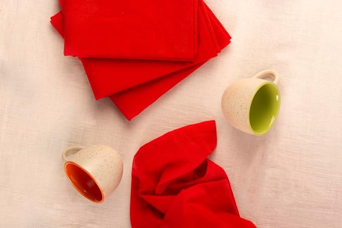 100% Cotton Flour Sack Towels – 12 Pack, 27x27 Inches, Red, Lint-Free, Pre-Washed, Hemmed Edges – Reusable Kitchen Towels for Cleaning, Embroidery, Printing & Crafts - Red - Image 5
