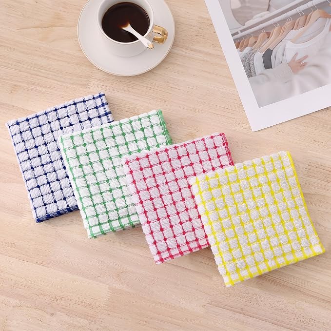 Kitinjoy Cotton 8 Pack Terry Kitchen Dish Cloths, Mixed Color | 12 x 12 Inches Super Soft and Absorbent Dish Rags, Quick Drying Dish towels for Washing Dishes - Image 7