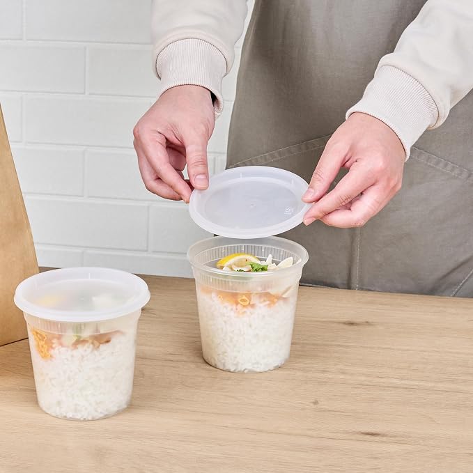 Restaurantware-Asporto 24 Ounce To Go Boxes, 25 Microwavable Round Soup Containers - Clear Plastic Lids Included, Do Not Contain BPA, Clear Plastic Catering Food Containers, Disposable - Image 5