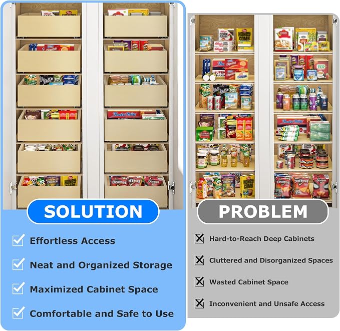WelFurGeer Soft Close Pull Out Drawers for Cabinets, 20" W x 22" D Pull Out Cabinet Organizer, Bottom Mount Cabinet Roll Out Drawers, Durable Pullout Drawer for Home & Kitchen Organization - Image 4