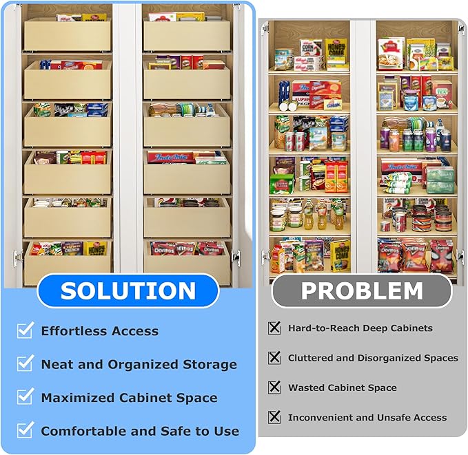 WelFurGeer Soft Close Pull Out Drawers for Cabinets, 20" W x 22" D Pull Out Cabinet Organizer, Bottom Mount Cabinet Roll Out Drawers, Durable Pullout Drawer for Home & Kitchen Organization - Image 4