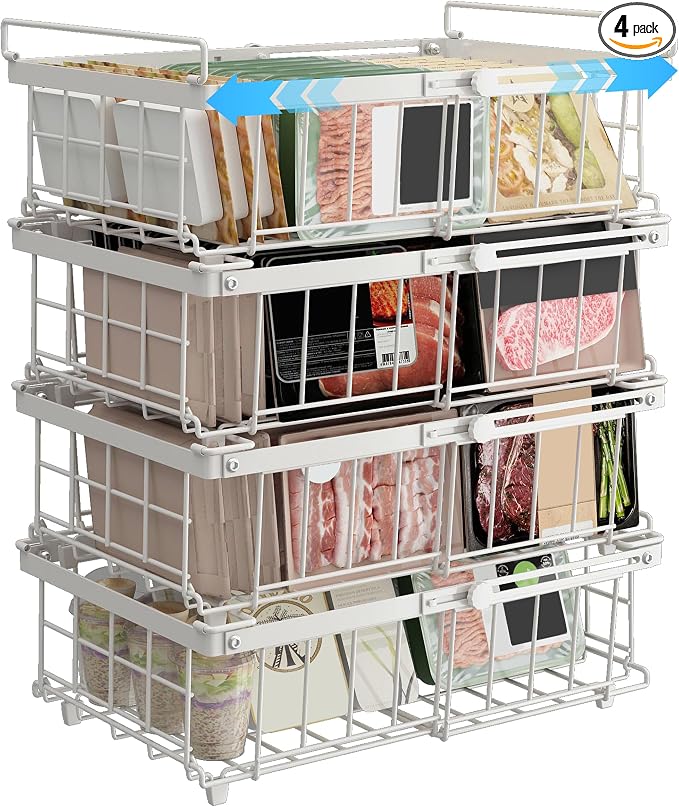 UMDONX 4-Pack Expandable Stackable Large Freezer Storage Boxes | Adjustable Sizes From 11.4 Inches to 17.9 Inches, Suitable for 10-20 Cubic Foot Freezers, White by UMDONXBuyNow
