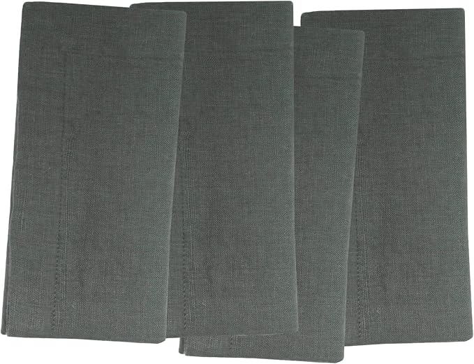 100% French Pure Linen Cloth Dinner Table Napkins Machine Washable Stone Washed 15x15 Inch Set of 4 Charcoal Black - Image 2