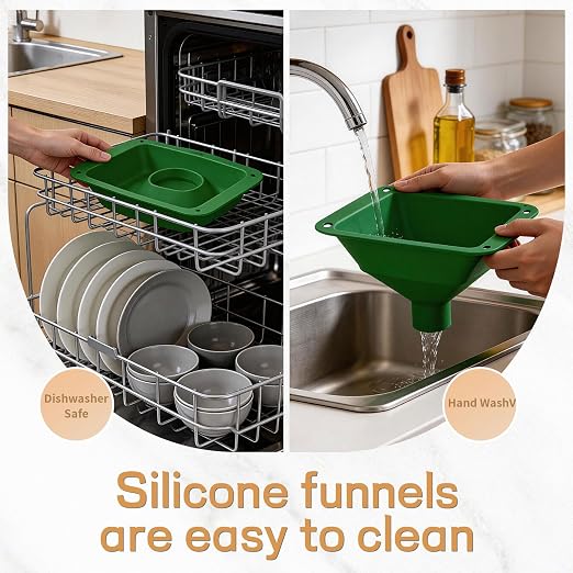 Extra Large Silicone Collapsible Funnel with Adjustable Stand, 15" Wide Mouth for Freeze Dryer, Food Transfer to Mason Jars & Mylar Bags, Dishwasher Safe Space-Saving Kitchen Accessory - Image 7