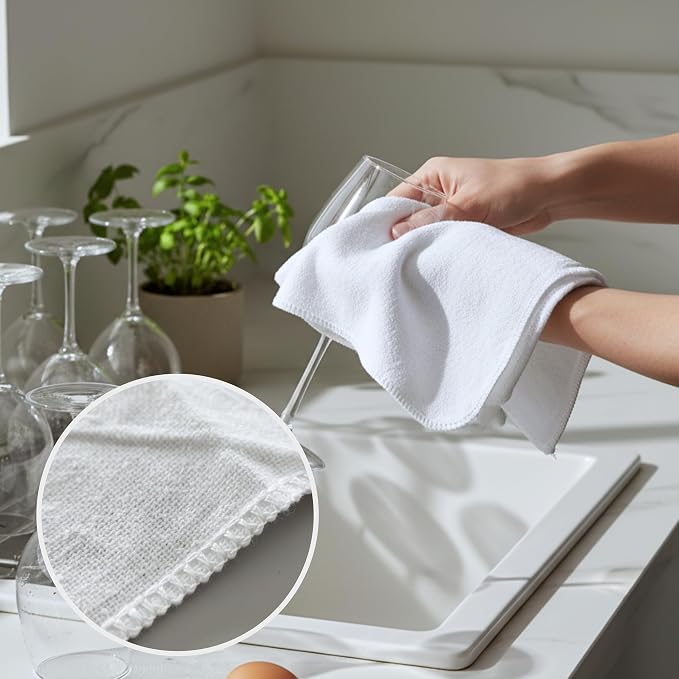 Flour Sack Shop Towels, White Cotton Cleaning Towels 14" x 12", Pack of 12 Reusable Absorbent Towels for Garage, Automotive, Workshop, Kitchen Cleaning, Polishing, Dusting & Multi-Purpose Use - Image 4
