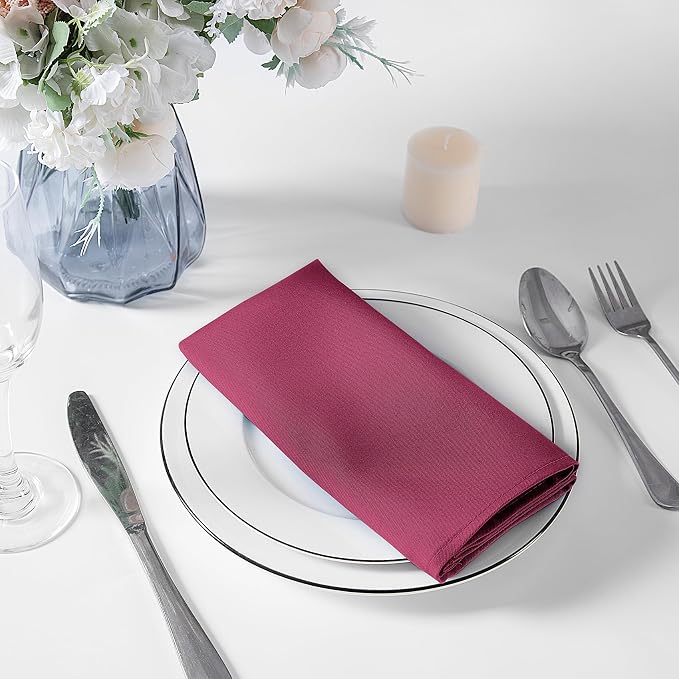 Bailarina Cloth Napkins Set of 40,17x17 inches Dinner Napkins Cloth Washable,Polyester Square Table Cloth Napkin Bulk with Hemmed Edges Ideal for Banquets, Parties and Weddings-Burgundy - Image 3