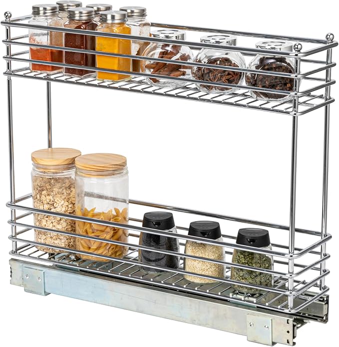 Household Essentials Chrome 2-Tier Sliding Cabinet Organizer, 5" by HouseholdEssentials