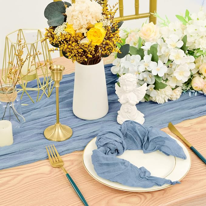 fani 100 Pack Gauze Cheesecloth Napkins, 20 x 20 in, Dusty Blue | Wrinkled Table Napkins, Soft Cotton, Rustic Decorative, Weddings, Party, Dinner Table, Everyday Use - Image 6