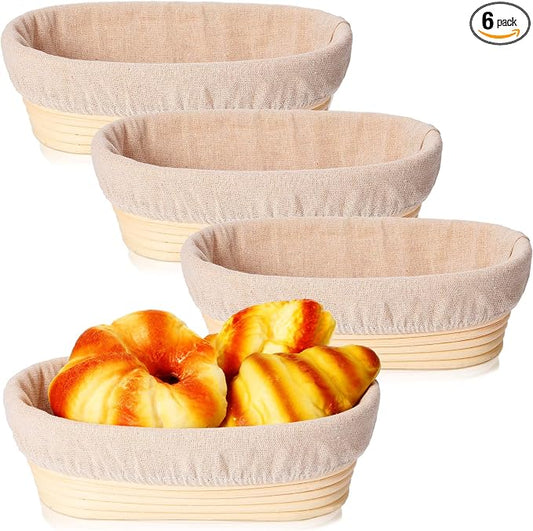 Set of 6 Bread Proofing Basket Bread Banneton Sourdough Kit with Cloth Liner Dough Proofing Bowls for Home Sourdough Making(10 Inch,Oval) by Ziliny