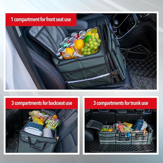 Waterproof Trunk Organizer with Insulated Leakproof Cooler Bag, Foldable Cover, Adjustable Securing Straps (4-in-1 w/Cooler, Gray) | Collapsible Storage, Foldable Cover, Removable Leakproof Cooler, Adjustable Securing Straps, Fits SUVs and Trucks - Image 4