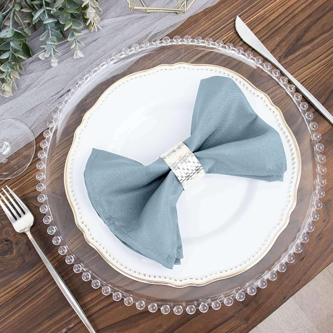 Efavormart Premium Cloth Napkins Set of 50, 17x17 Inch Dusty Blue Violet Seamless Dinner Napkins, Washable Linen Table Napkin Cloth with Hemmed Edges for Weddings, Party and Banquet - Image 7