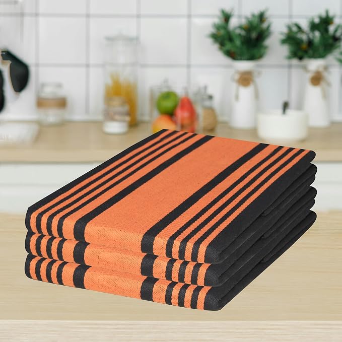 Urban Villa Kitchen Towels Cotton Dish Towels 20”x30” (Set of 6) Orange Blk - Image 7