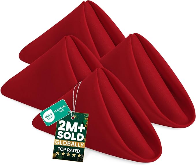 Utopia Home [24 Pack, Red] Cloth Napkins 17x17 Inches, 100% Polyester | Hemmed Edges, Washable and Reusable Ideal for Parties, Weddings and Dinners by UTOPIAHOME
