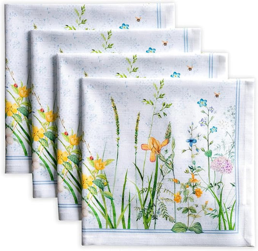 Maison d' Hermine Cloth Napkins Set of 4 Reusable 100% Cotton (20" x 20") | Everyday Square Napkins Cloth Washable Dinner Party Wedding Restaurant Hotel Kitchen Spring Summer - Fleurs De Mai by MaisondHermine