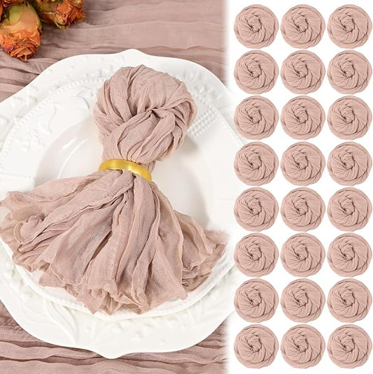 50 Pack Dusty Pink Cheesecloth Napkins 20"x20" Boho Washable Cloth Napkins Set of 50 Wrinkled Cheese Cloth Napkins Gauze Dinner Table Napkin for Wedding Party Baby Shower Birthday Decor by Showgeous