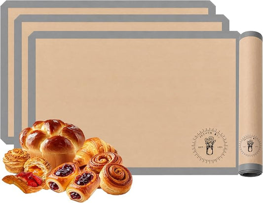 Silicone Baking Mats - 3/4 Size Cookie Sheets for Baking, Pack of 3, Gray | Oven Safe, Non-Stick Silicone Baking Sheet Liner, Perfect For Baking Macarons Cookies, Pastries & Cakes, 13.5 x 19.5 inches by ZETHYRSTREET